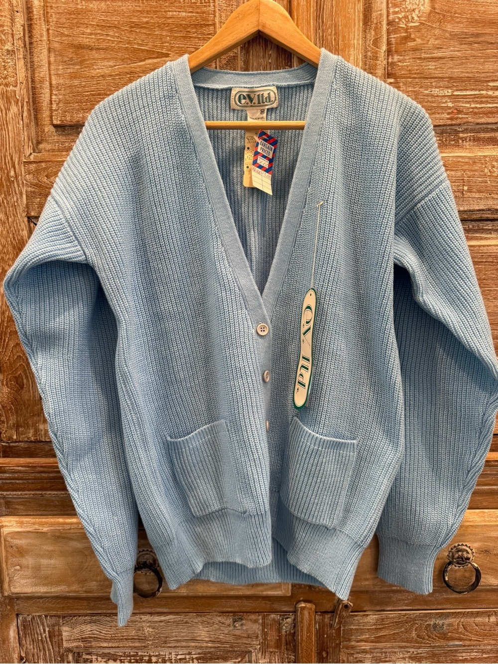 e.v. ltd. Vintage 70-80s Deadstock Baby Blue Cardigan Sweater Coquette Pastel - Picture 5 of 9